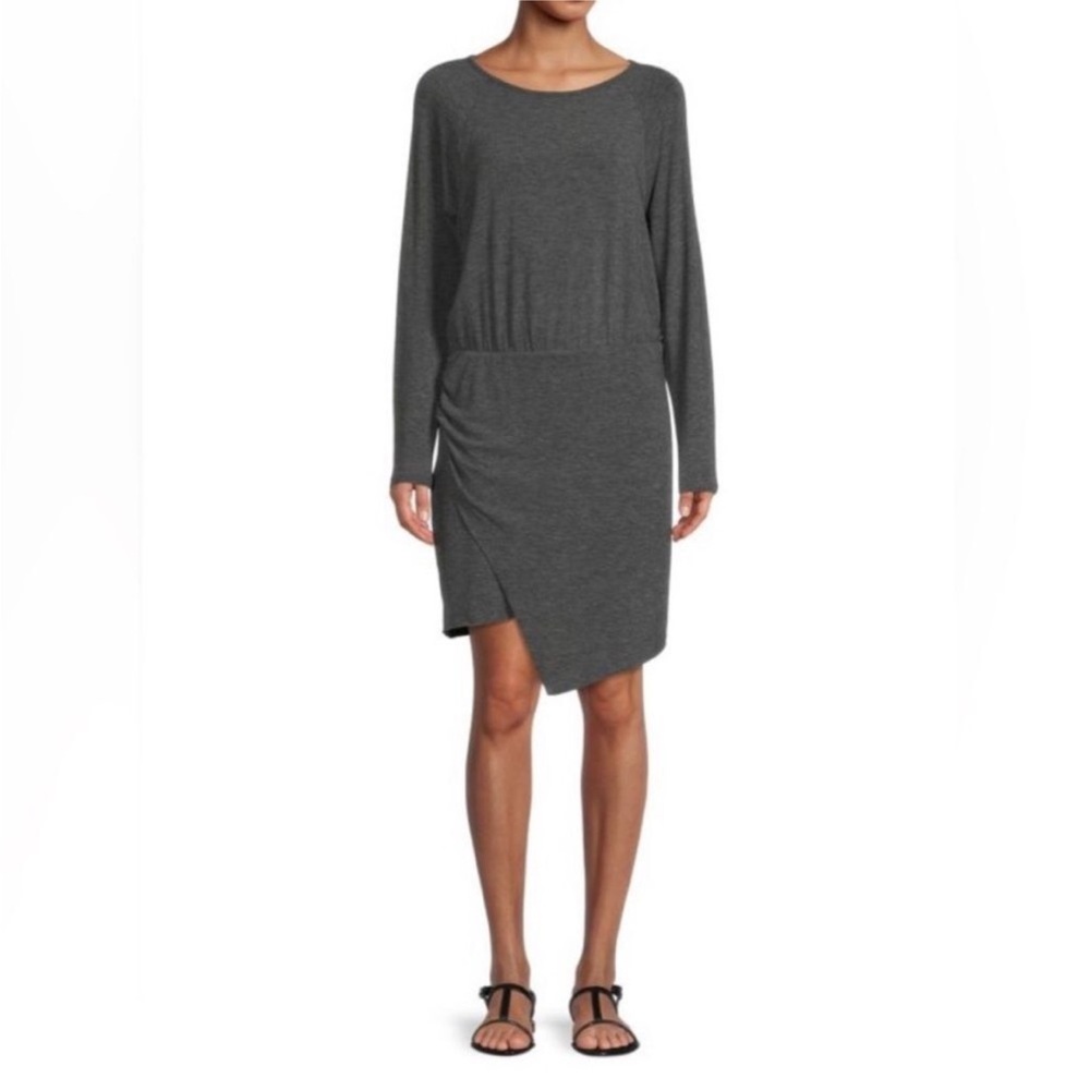 MICHAEL STARS Black Hally Asymmetric Long Sleeve Knit Dress NEW - Picture 12 of 12
